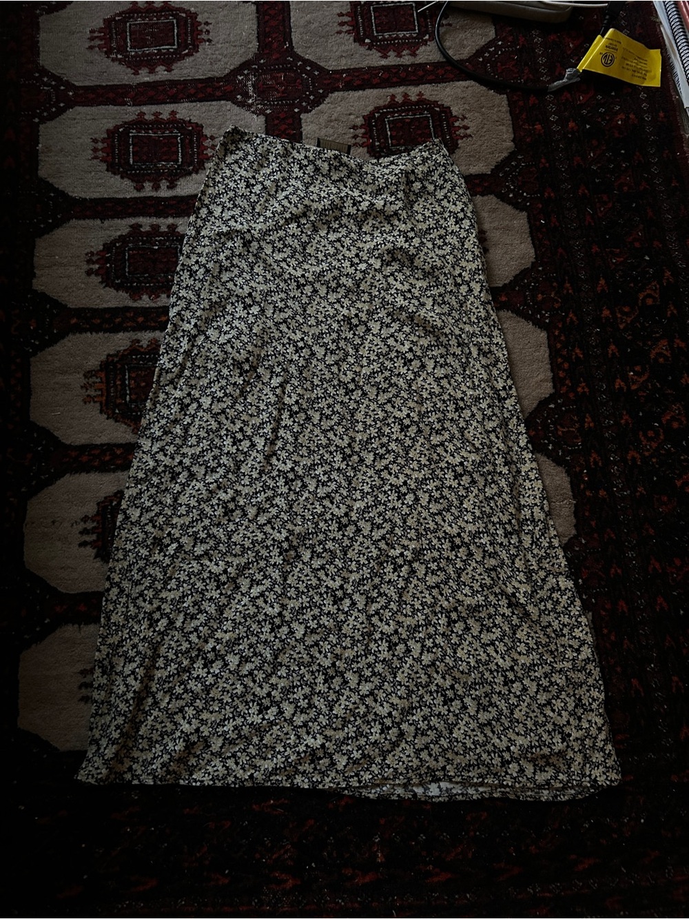 Y2K white yellow black  Floral Midi Skirt